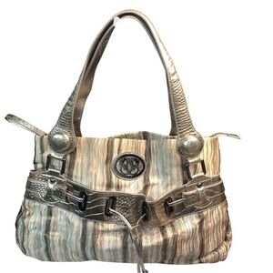 SHARIF Metallic Striped Shoulder Bag with‎ Buckle Detail